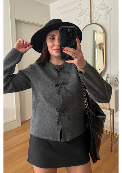 Inci Fiyonklu Tasarım Hırka- Gri fırsatları