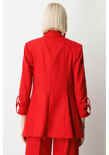 Kadın Kolu Apoletli Torba Cepli Ceket 5057 Kırmızı fırsatları