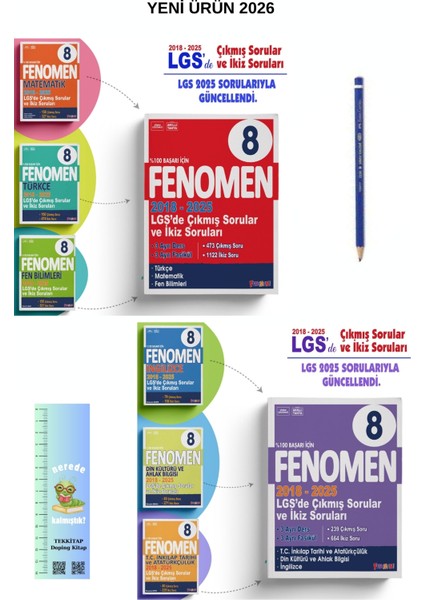 8 Lgs 2018-2025 Çıkmış Sorular ve Ikiz Sorular Seti (6 Kitap)(Tırtıl A.+Kalem B.) 2026 Yeni Ürün