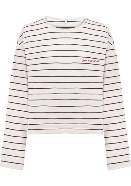 Pamuklu Çizgili Uzun Kollu Pijama Takımı / Bordo fiyatları