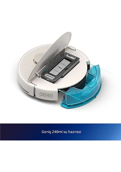 XU7100/02 7000 Serisi Islak ve Kuru Otomatik Boşaltma Istasyonlu Beyaz Robot Süpürge Beyaz fiyatları