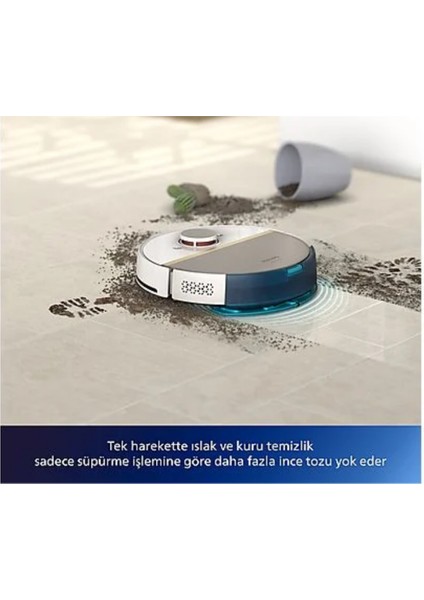 XU7100/02 7000 Serisi Islak ve Kuru Otomatik Boşaltma Istasyonlu Beyaz Robot Süpürge Beyaz