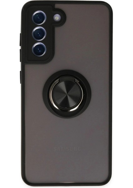 Samsung Galaxy S21 Fe Kılıf Montreal Yüzüklü Silikon Kapak - Siyah