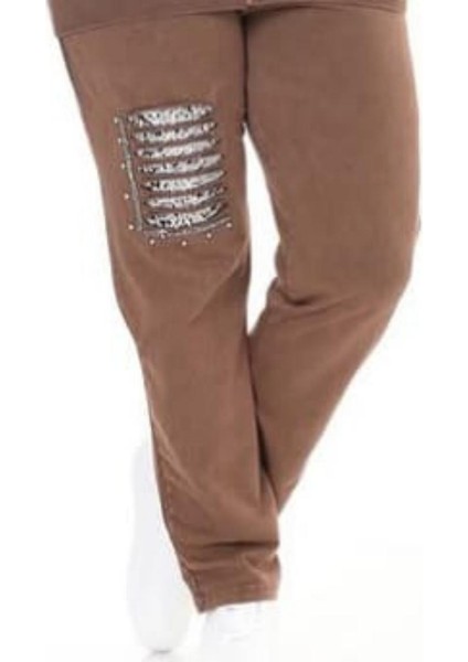 Kadın Büyük Beden Kapüşonlu Pul Payet Taş Işlemeli Lazer Kesim Cepli Fermuarlı Pamuk Eşofman Takımı indirimleri