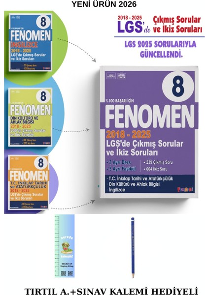 8 Lgs 2018-2025 Çıkmış Sorular ve Ikiz Sorular Seti (6 Kitap)(Tırtıl A.+Kalem B.) 2026 Yeni Ürün modelleri