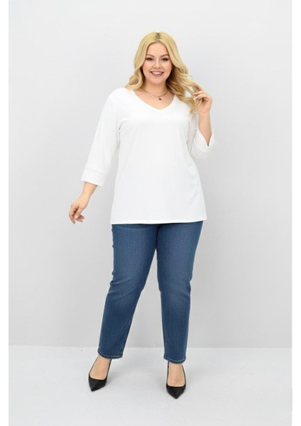 Kadın Büyük Beden Bantlı V Yaka Bluz 1919-25 fiyatları