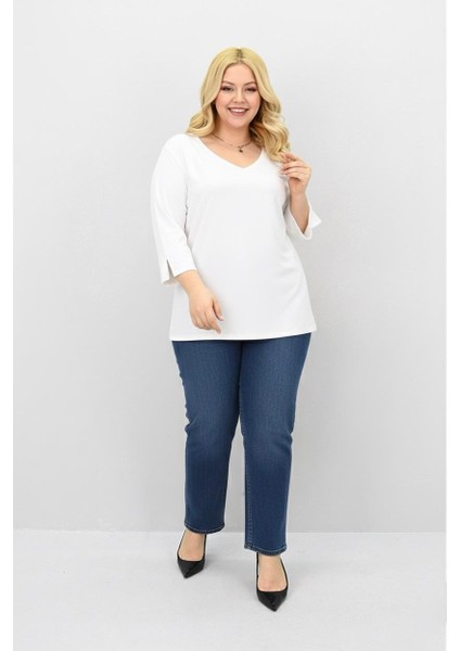 Kadın Büyük Beden Bantlı V Yaka Bluz 1919-25 modelleri