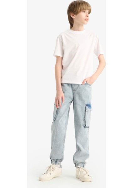 Erkek Çocuk Bisiklet Yaka Basic Düz Kısa Kollu Okul Tişörtü K1687A625AU