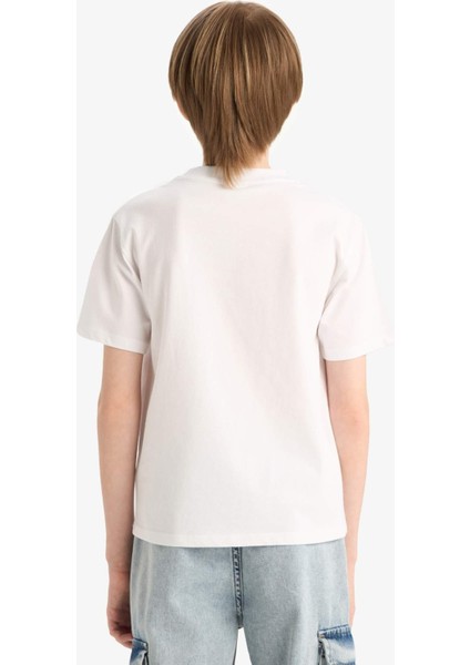 Erkek Çocuk Bisiklet Yaka Basic Düz Kısa Kollu Okul Tişörtü K1687A625AU