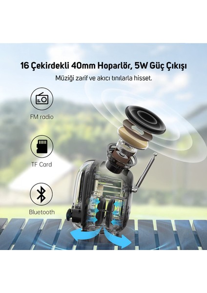 Tiivoo-2 Fm Radyolu Mini Bluetooth Hoparlör, Kablosuz Piksel Ekranlı Retro Taşınabilir Ses Bombası, Siyah fiyatları