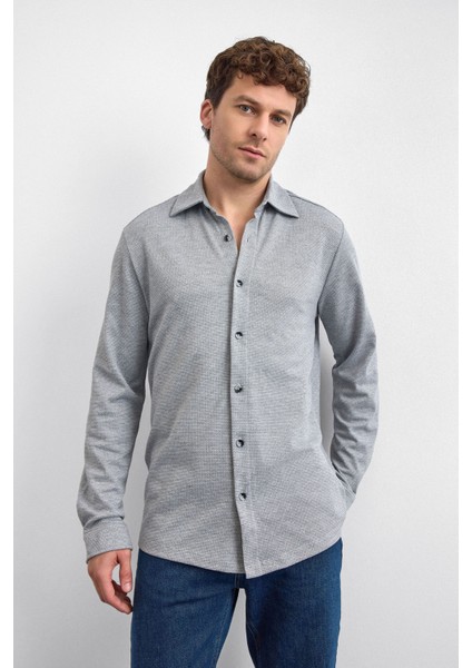 Pamuk Karışımlı Regular Fit Uzun Kollu Örme Gömlek Erkek Gömlek B35W22011 105 fiyatları