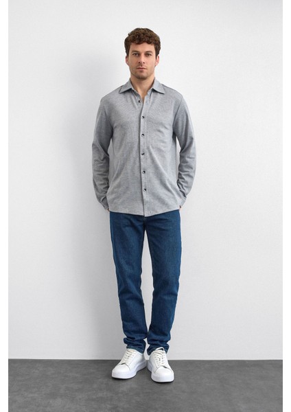 Pamuk Karışımlı Regular Fit Uzun Kollu Örme Gömlek Erkek Gömlek B35W22011 105 modelleri