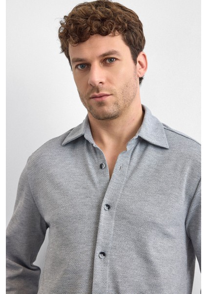 Pamuk Karışımlı Regular Fit Uzun Kollu Örme Gömlek Erkek Gömlek B35W22011 105 fırsatları