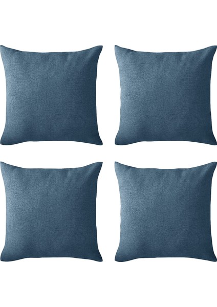 Mavi Kırlent Kılıfı 4'lü Set - Gizli Fermuarlı - Kadife Dokulu fiyatları
