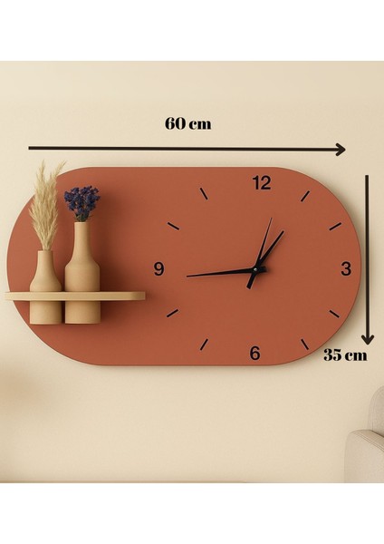 Modern Tasarım Raflı Nera Duvar Saati 60X35 modelleri
