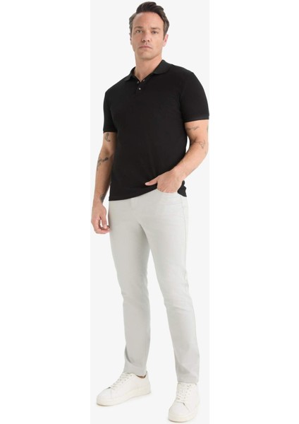 Slim Fit Dar Kesim Dar Paça Cepli Dokulu Pantolon E7959AX25AU