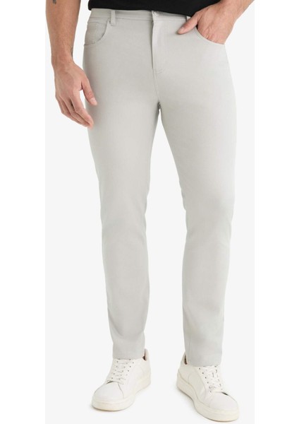 Slim Fit Dar Kesim Dar Paça Cepli Dokulu Pantolon E7959AX25AU