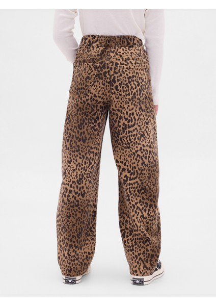 Kız Çocuk Kahverengi High-Rise Easy Barrel Jean Pantolon fırsatları