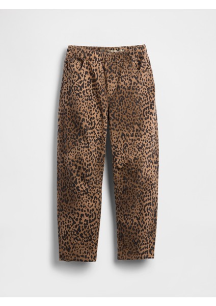 Kız Çocuk Kahverengi High-Rise Easy Barrel Jean Pantolon