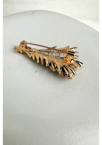 Yılbaşı Özel Taş Detay Minimal Yeşil Çam Ağacı Broş (4cm) fiyatları