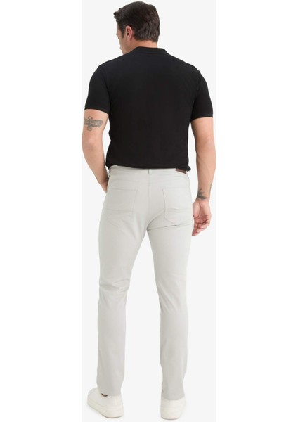 Slim Fit Dar Kesim Dar Paça Cepli Dokulu Pantolon E7959AX25AU