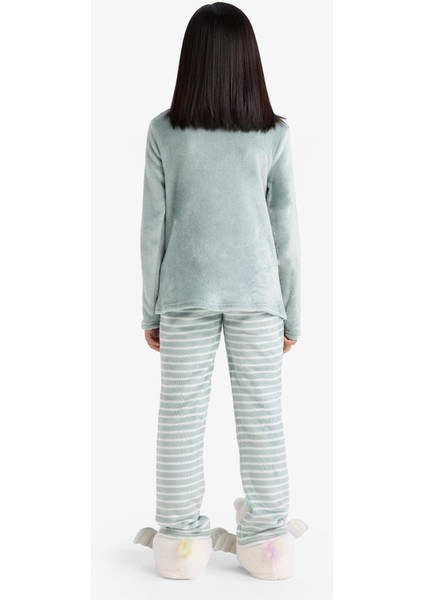Kız Çocuk Pijama Takımı Polar Uzun Kollu Üst Uzun Alt D1087A825WN