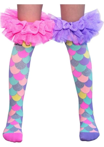 Deniz Kızı Figürlü Kuyruklu Diz Altı Çorap