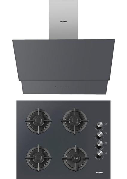 Plus 2\'li Antrasit(Gri) Ankastre Set (Ocak-Davlumbaz)