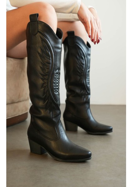 Kadın Umke Kovboy Çizme - Siyah-Deri modelleri