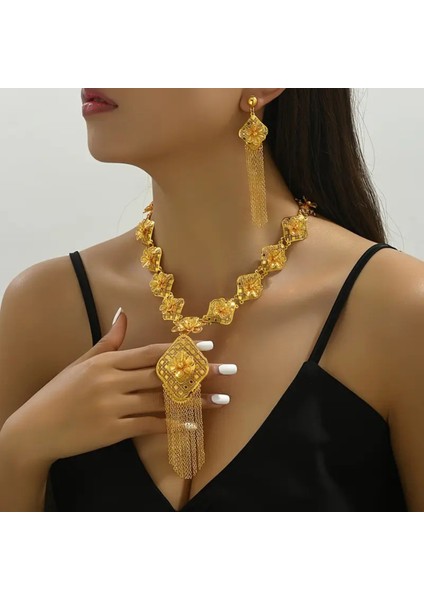 Set.up Altın Kaplama Tasarım Kolye Küpe Set modelleri