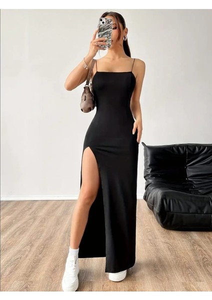 Askılı Yırtmaçlı Uzun Gece Elbisesi Mezuniyet Elbisesi fırsatları