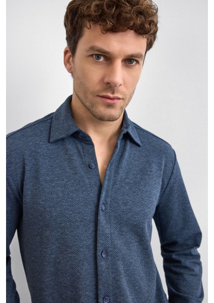 Pamuk Karışımlı Regular Fit Uzun Kollu Örme Gömlek Erkek Gömlek B35W22011 119 fırsatları