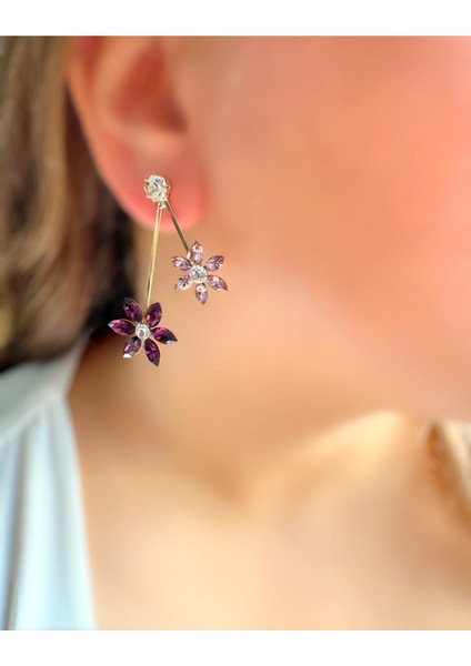 Set.up Taşlı Çiçek Model Tasarım Küpe modelleri