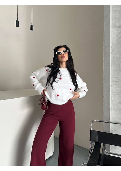 Kalp Nakışlı Yumoş Midi Boy Kazak fiyatları