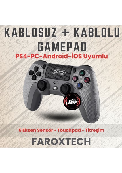 Pc-Ps4 Kablosuz Gamepad - Çift Titreşim Joystick- 6 Eksen - Pc Android Ios Uyumlu Oyun Kolu