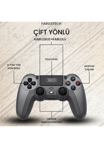 Pc-Ps4 Kablosuz Gamepad - Çift Titreşim Joystick- 6 Eksen - Pc Android Ios Uyumlu Oyun Kolu modelleri