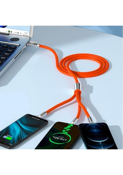 3 Şarj Aleti 1 Arada 1 Metre Çinko Alaşım Hızlı Şarj Kablosu Turuncu 3 In 1 fiyatları