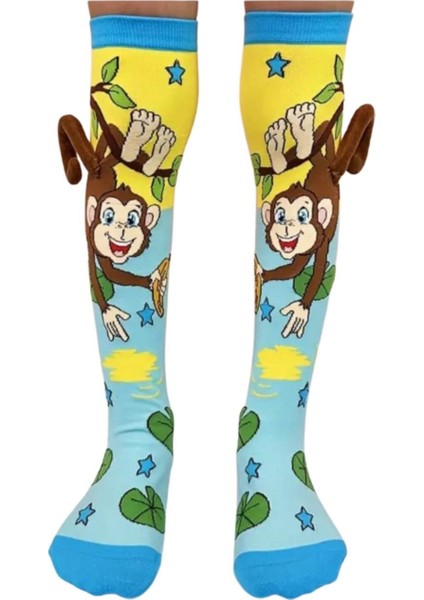 Maymun Figürlü Kuyruklu Diz Altı Çorap
