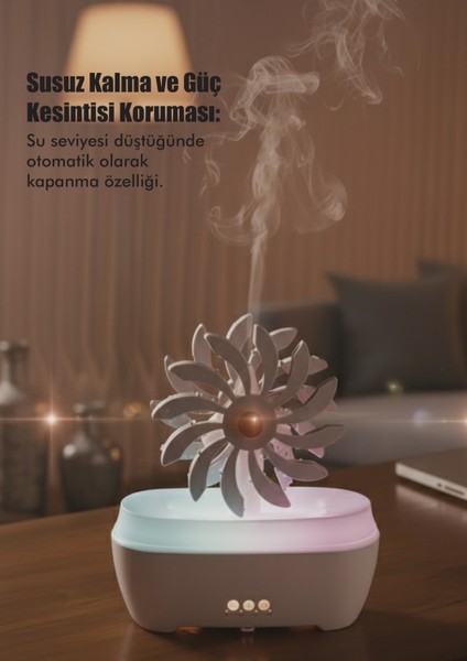 Dönen Yel Değirmeni Efektli Buhar Makinesi | Rgb Işıklı ve Kumandalı Oda Nemlendirici fiyatları