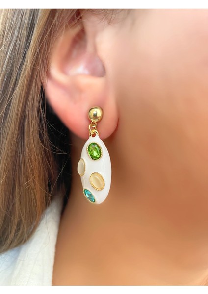 Set.up Sallantılı Doğal Taşlı Seramik Tasarım Küpe modelleri