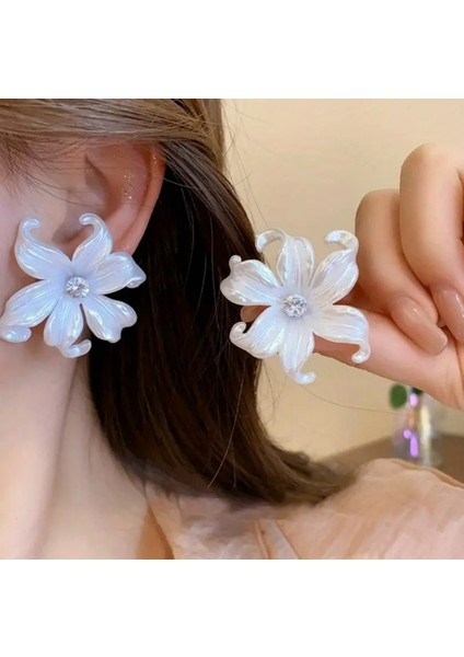 Set.up Taşlı Çiçek Model Küpe