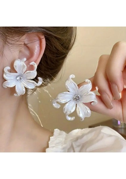 Set.up Taşlı Çiçek Model Küpe modelleri