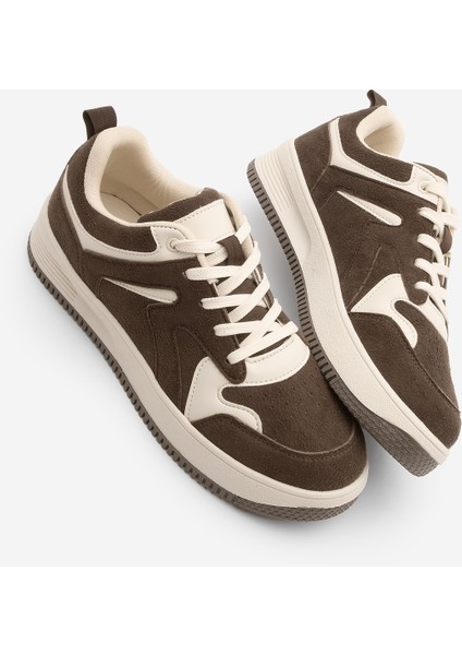 Kadın Sneaker Çok Parçalı Spor Ayakkabı Gosfin Kahve Süet