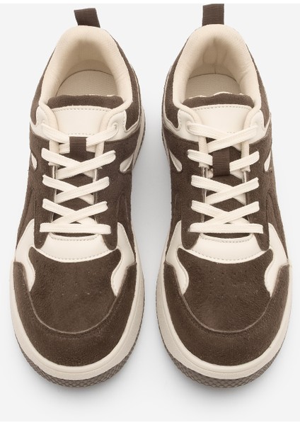 Kadın Sneaker Çok Parçalı Spor Ayakkabı Gosfin Kahve Süet