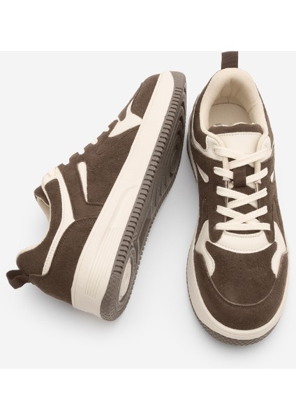 Kadın Sneaker Çok Parçalı Spor Ayakkabı Gosfin Kahve Süet