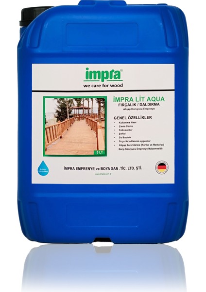 Impra Impralit Aqua Su Bazlı Ahşap Koruyucu Emprenye Fırça ve Daldırma Şeffaf 20 Lt