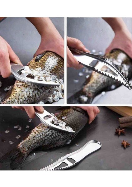 Paslanmaz Çelik Balık Pulu Temizleme Fırçası, Mutfak Için Profesyonel Balık Pulu Kazıyıcı ve Temizleme Aleti