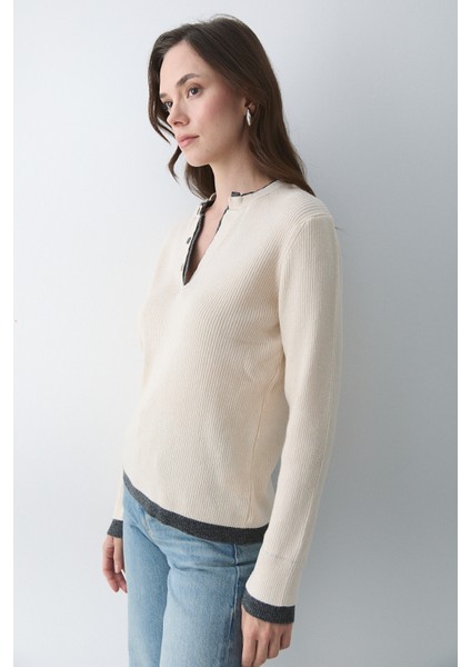 Vanilya - Antrasit 2 Patlı Düğmeli Kazak - 251023 indirimleri