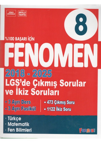 Fenomen 8. Sınıf Çıkmış Sorular ve Ikiz Sorular Türkçe + Matematik+Fen (2018-2025) fiyatları