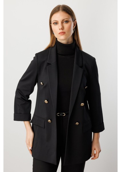 Kadın Büyük Beden Kapak Cepli Duble Kol Ceket 5523 Siyah fiyatları